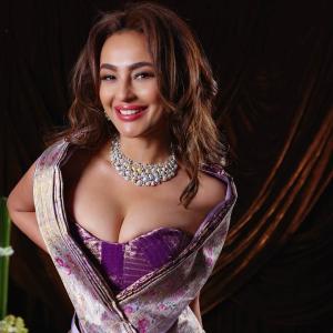 Actress Seerat Kapoor Stuns In Royal Purple Saree Look