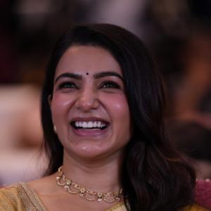Samantha shines in yellow saree at Maa Inti Bangaram prerelease event