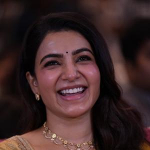 Samantha shines in yellow saree at Maa Inti Bangaram prerelease event