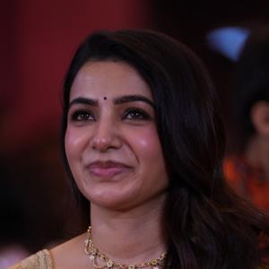 Samantha shines in yellow saree at Maa Inti Bangaram prerelease event
