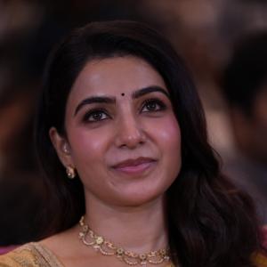Samantha shines in yellow saree at Maa Inti Bangaram prerelease event