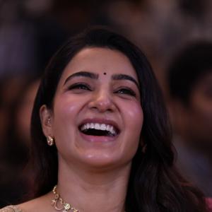 Samantha shines in yellow saree at Maa Inti Bangaram prerelease event