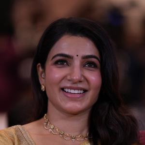 Samantha shines in yellow saree at Maa Inti Bangaram prerelease event