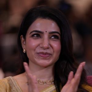 Samantha shines in yellow saree at Maa Inti Bangaram prerelease event
