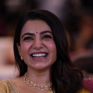 Samantha shines in yellow saree at Maa Inti Bangaram prerelease event