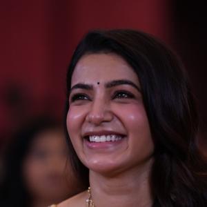 Samantha shines in yellow saree at Maa Inti Bangaram prerelease event