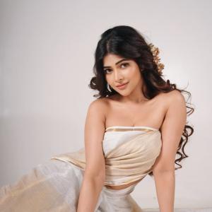 Srijita Ghosh stuns in elegant off-white saree floral photoshoot