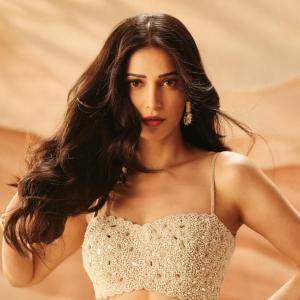 Shruti Haasan Elegant Beige Couture Fashion Photoshoot