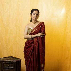Ashika Rangnath graceful ethnic look in golden light