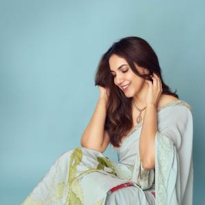 Ritu Varma elegant pastel saree photoshoot look