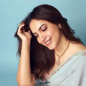 Ritu Varma elegant pastel saree photoshoot look