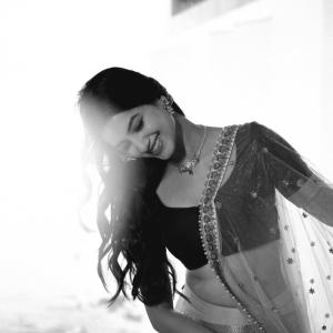 Actress BhagyaSree Borse Stuns in Purple and Green Lehenga