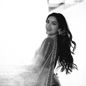 Actress BhagyaSree Borse Stuns in Purple and Green Lehenga