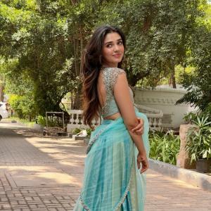 Krithi Shetty Stuns in Aqua Blue Lehenga Look