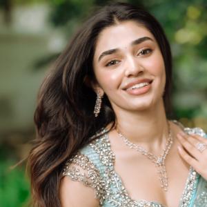 Krithi Shetty Stuns in Aqua Blue Lehenga Look