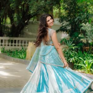 Krithi Shetty Stuns in Aqua Blue Lehenga Look