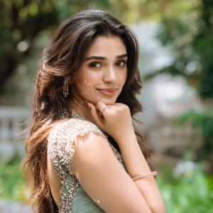 Krithi Shetty Stuns in Aqua Blue Lehenga Look