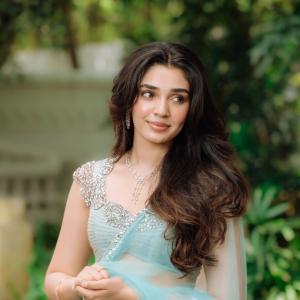 Krithi Shetty Stuns in Aqua Blue Lehenga Look