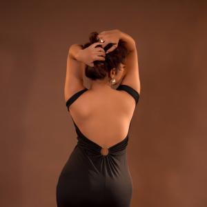 Actress Rithika Chakraborty Stuns in a Black Backless Gown