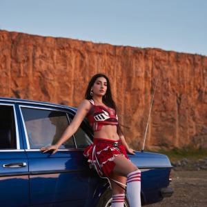 Nora Fatehi Rocks a Sporty Red Football-Inspired Look