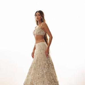 Ananya Panday Shines in an Ivory Embellished Lehenga