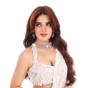Niddhi Agerwal Shines in an Ivory Embellished Lehenga