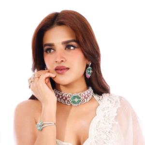 Niddhi Agerwal Shines in an Ivory Embellished Lehenga