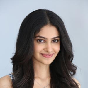 Actress Manasa Varanasi Shines in a Blue and White Printed Dress