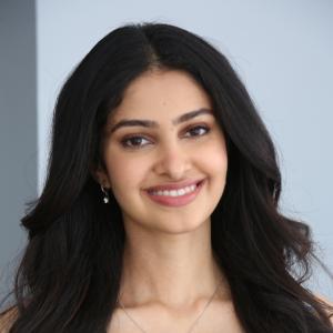 Actress Manasa Varanasi Shines in a Blue and White Printed Dress