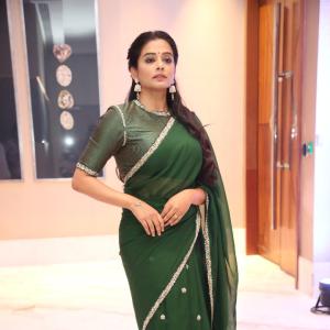 Priyamani Looks Regal in an Elegant Dark Green Saree