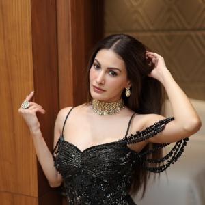 Amyra Dastur Stuns in Black Sequined Corset Gown
