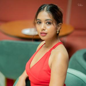 Ritika Chakraborty Stuns in Red High Slit Dress