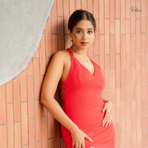 Ritika Chakraborty Stuns in Red High Slit Dress