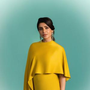 Actress Samantha Ruth Prabhu Stuns in Mustard Yellow Draped Gown