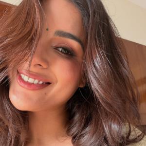 Samyukta Menon Stuns in Red and Gold Silk Saree