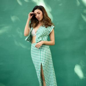 Actress Neha Shetty Stuns in Chic Green Gingham Outfit