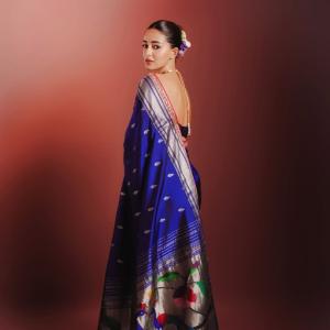 Ananya Panday Stuns in Royal Blue Saree With Traditional Jewellery