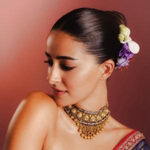 Ananya Panday Stuns in Royal Blue Saree With Traditional Jewellery