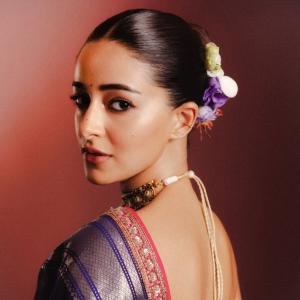 Ananya Panday Stuns in Royal Blue Saree With Traditional Jewellery