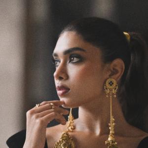 Dushara Vijayan Stuns in Black and Gold Statement Look