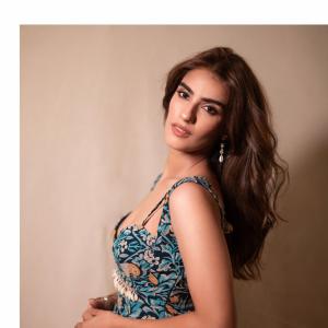 Kavya Thappar Stuns in Stylish Blue Printed Maxi Dress