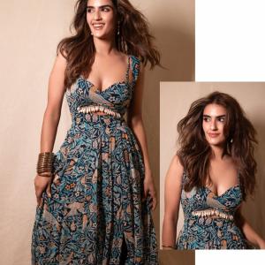 Kavya Thappar Stuns in Stylish Blue Printed Maxi Dress