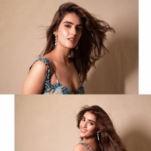 Kavya Thappar Stuns in Stylish Blue Printed Maxi Dress