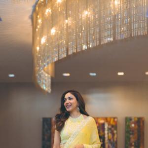 Ritu Verma Looks Elegant in Yellow Embroidered Saree