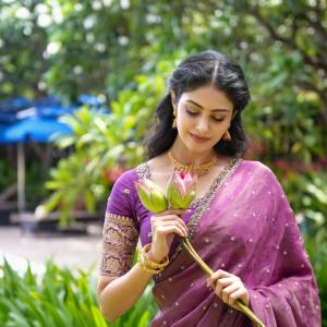 Manasa Varanasi Looks Graceful in Purple Traditional Attire