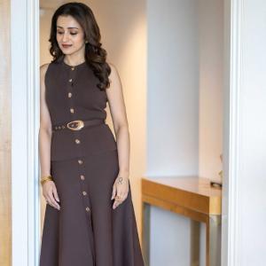Actress Trisha Looks Elegant in a Chic Brown Co-Ord Outfit