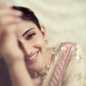 Sreeleela Shines in Elegant Cream and Gold Traditional Look