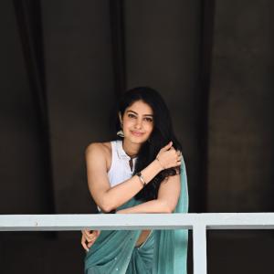 Manasa Varanasi Looks Elegant in a Sea-Green Saree