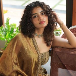 Anupama Parameswaran Stuns in Elegant Bronze-Gold Saree