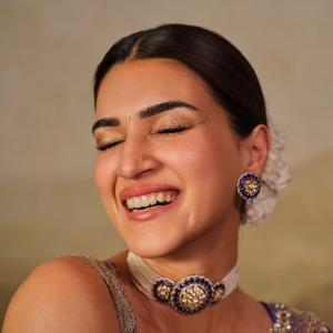 Kriti Sanon Stuns in Royal Blue Embellished Saree Look